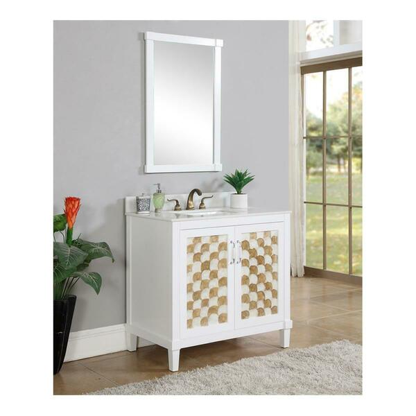 Infurniture 60 In. Seashell Panel Double Sink Bathroom Vanity WB3660